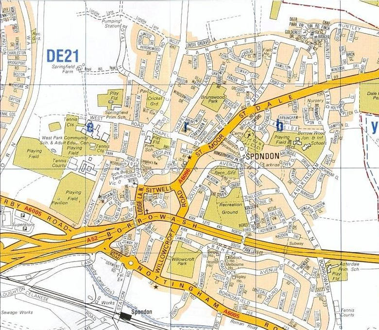 A-Z map of Spondon, 2000