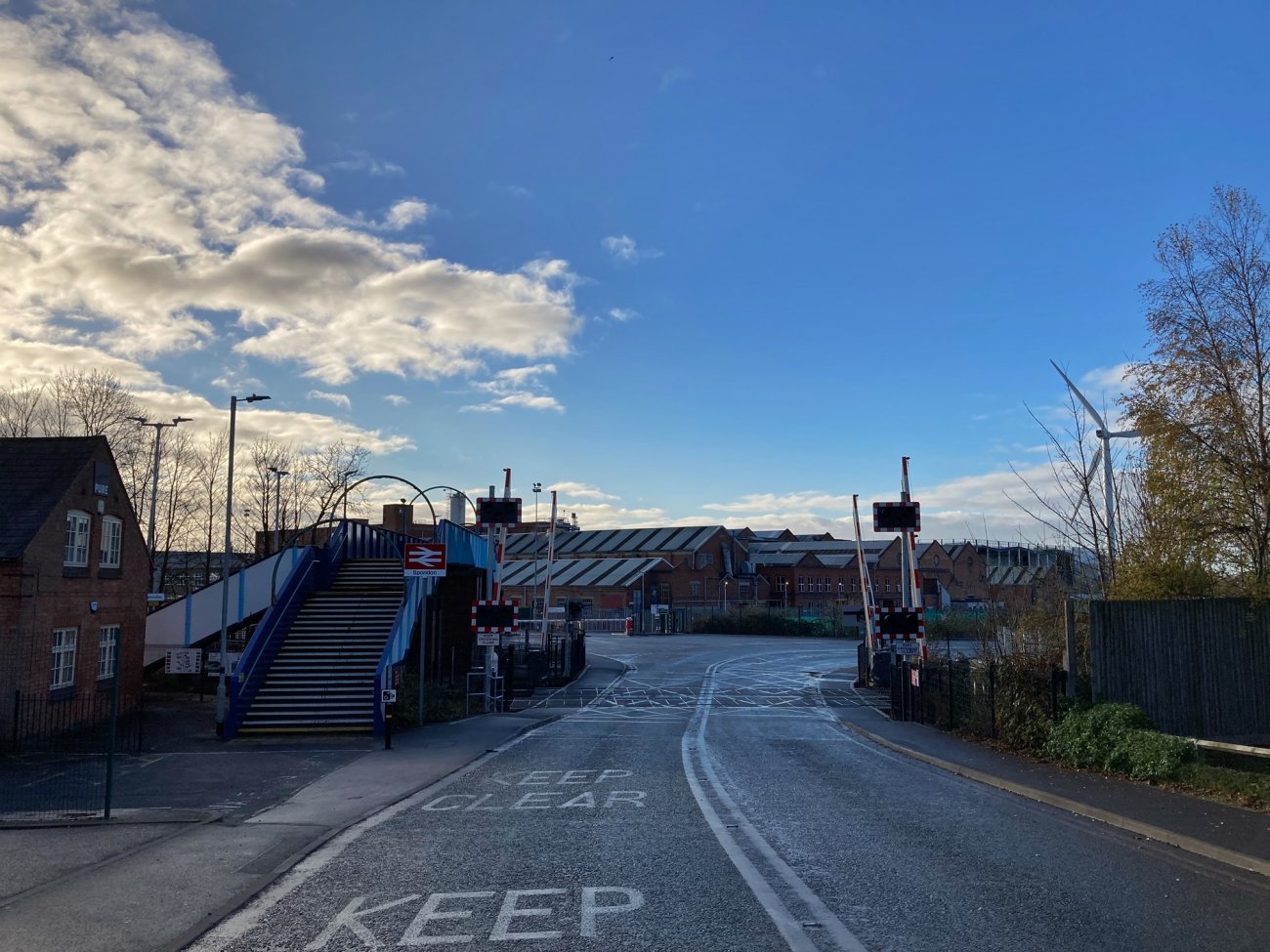 Photograph of Station Road level crossing with Celanese in the background