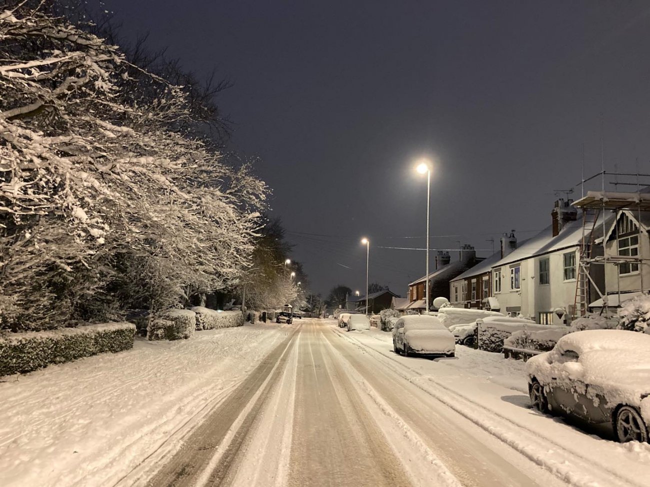 Photograph of Snowy Spondon Nights - Locko Road towards the village